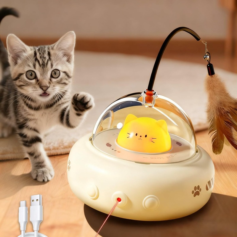 Laser Pointer Cat Toy Automatic - Low Noise 2 in 1 Rechargeable