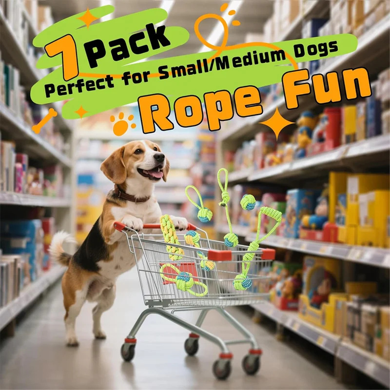 Dog Rope Toy Aggressive Chewers - 1/7 Pack Heavy Duty Dog Tug