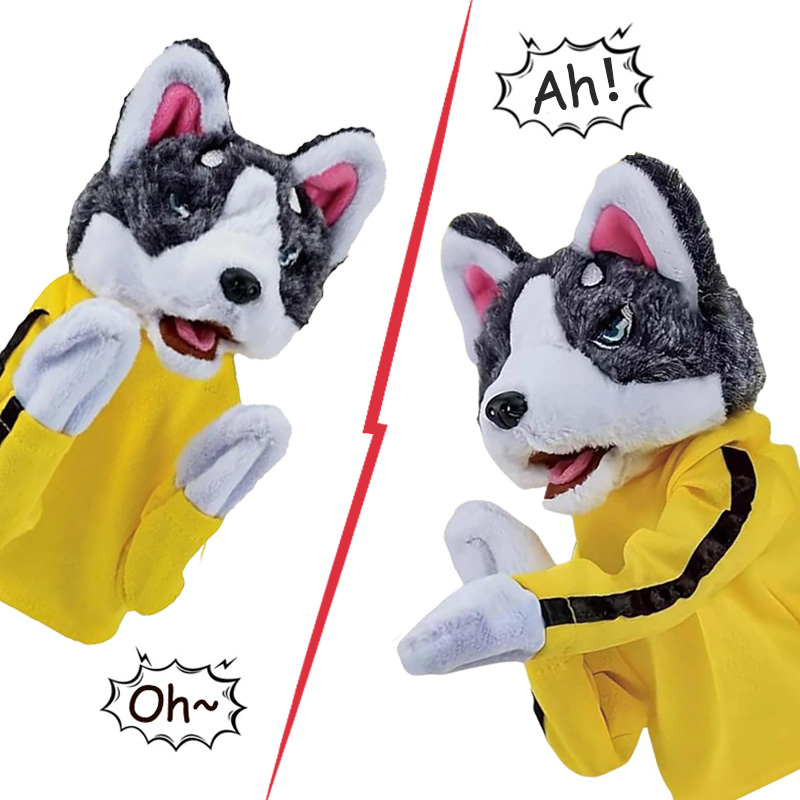 Interactive Squeaky Plush Dog Toy - Kid Kung Fu Husky Gloves Toy