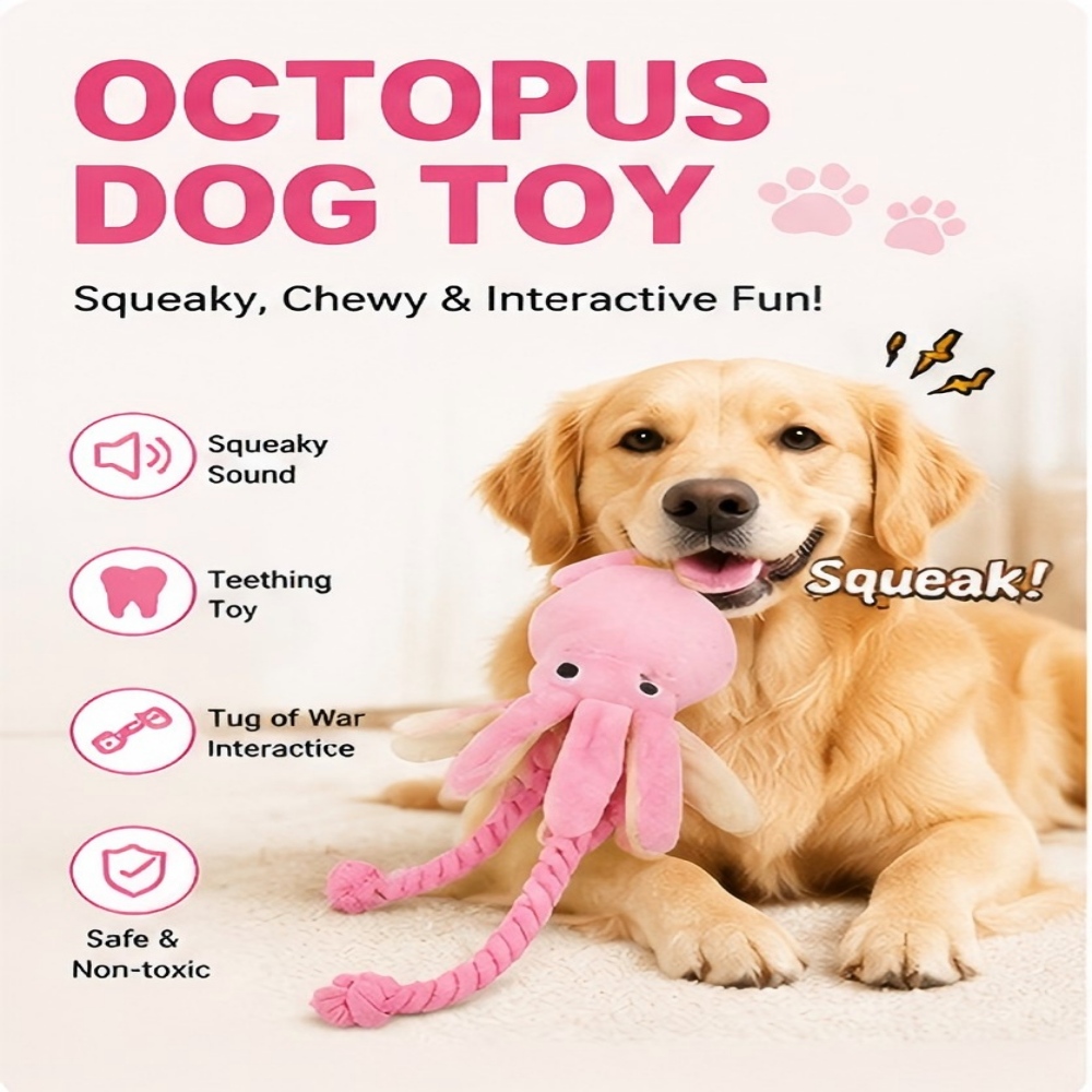Giant Plush Octopus Dog Chew T - огляд і ціна Dog Rope Toy Aggressive Chewers