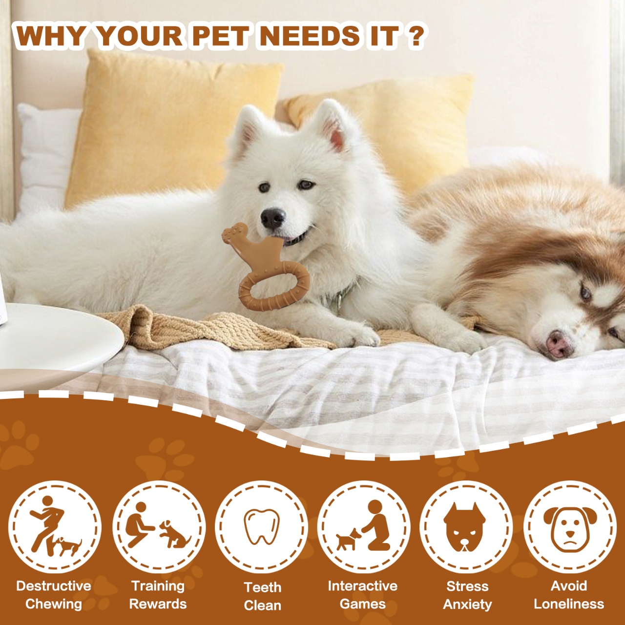 1pc Durable Bone-Shaped Intera - огляд і ціна Teeth Cleaning Dog Chew Bone