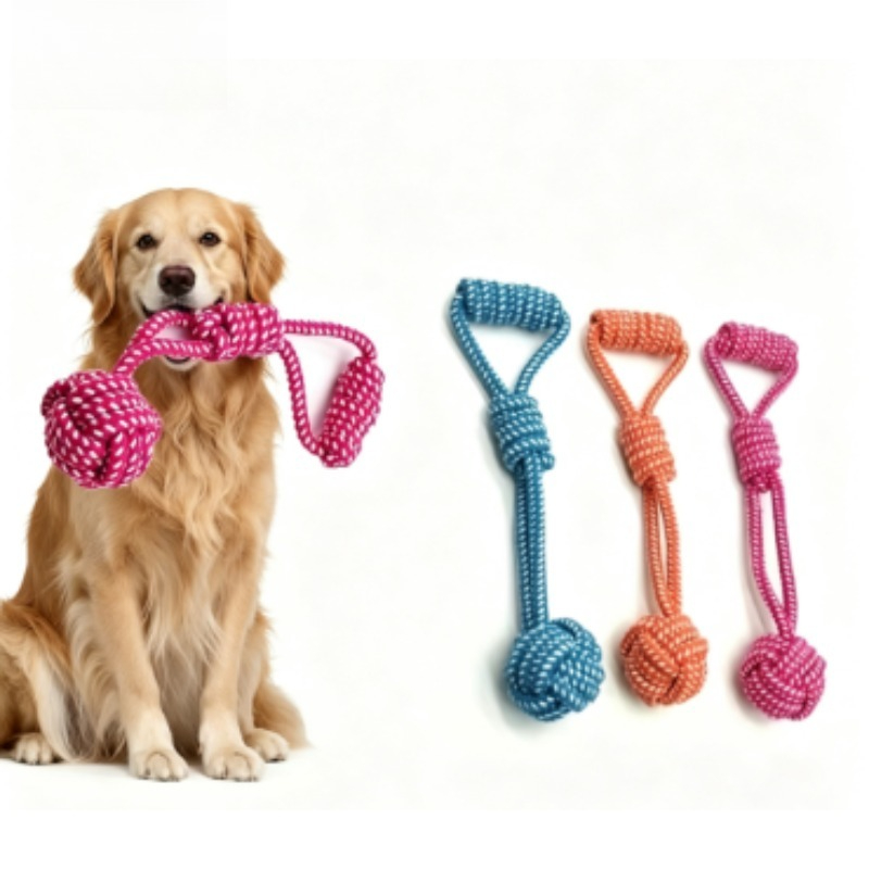 1PCS Knot Chew with Tennis Bal - огляд і ціна Dog Rope Toy Aggressive Chewers