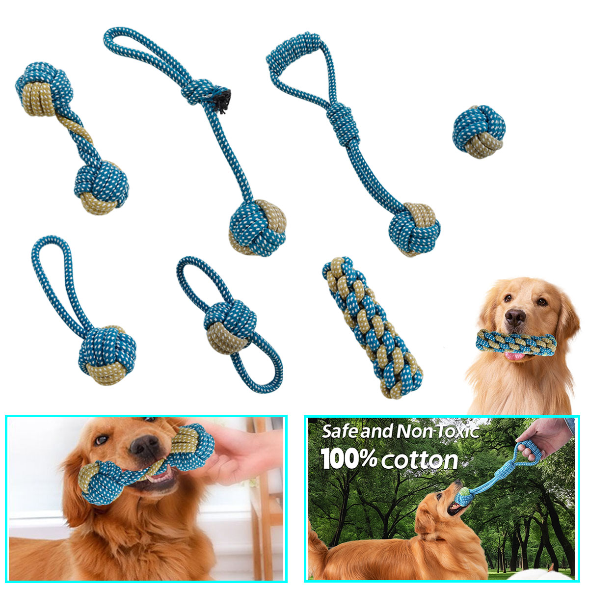 New 7PCS Pet Dog Puppy Double  - огляд і ціна Teeth Cleaning Dog Chew Bone