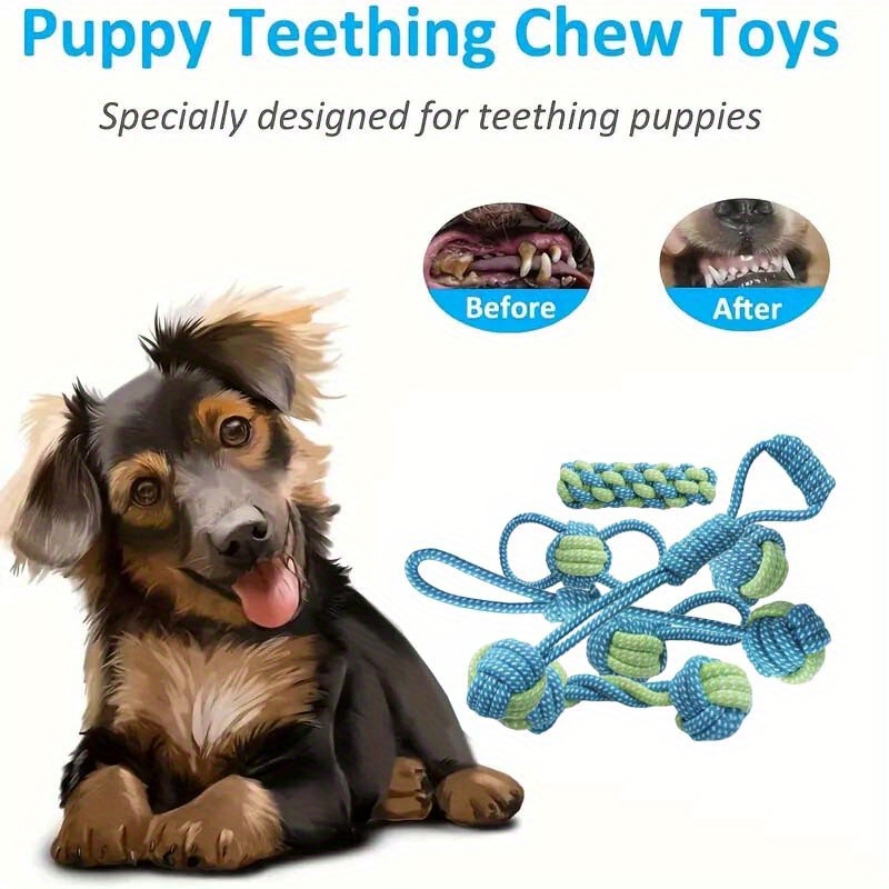 7pcs  Interactive Knot Toys Du - огляд і ціна Dog Rope Toy Aggressive Chewers