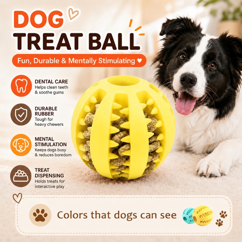 1 Pcs Dog Treat Ball Interacti - огляд і ціна Rubber Treat Dispensing Dog Toy