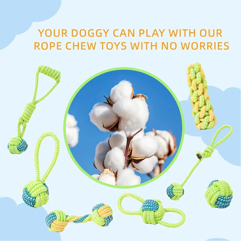 1/7 Pack Heavy Duty Dog Tug Ro - огляд і ціна Dog Rope Toy Aggressive Chewers